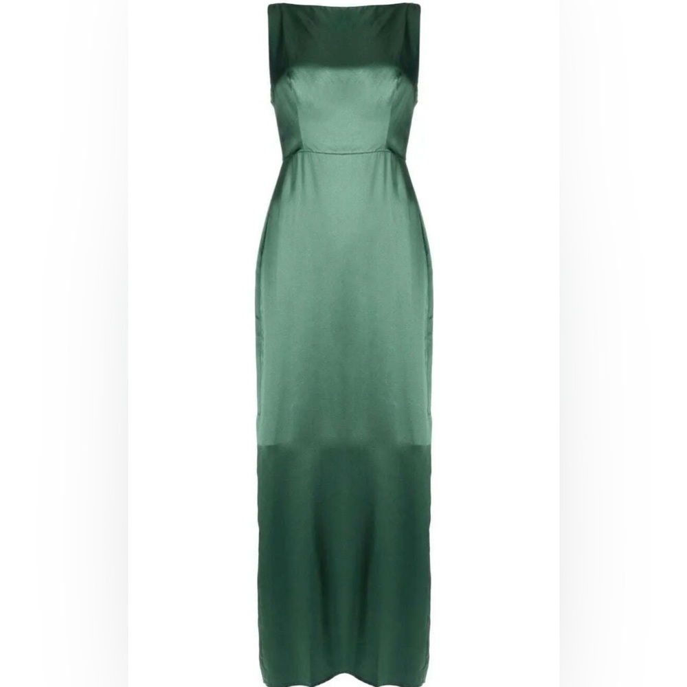 NWT Reformation Zya silk gown bottleneck green